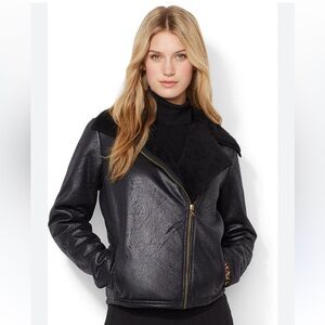 Ralph Lauren Faux Leather With Faux  Shearling Jacket